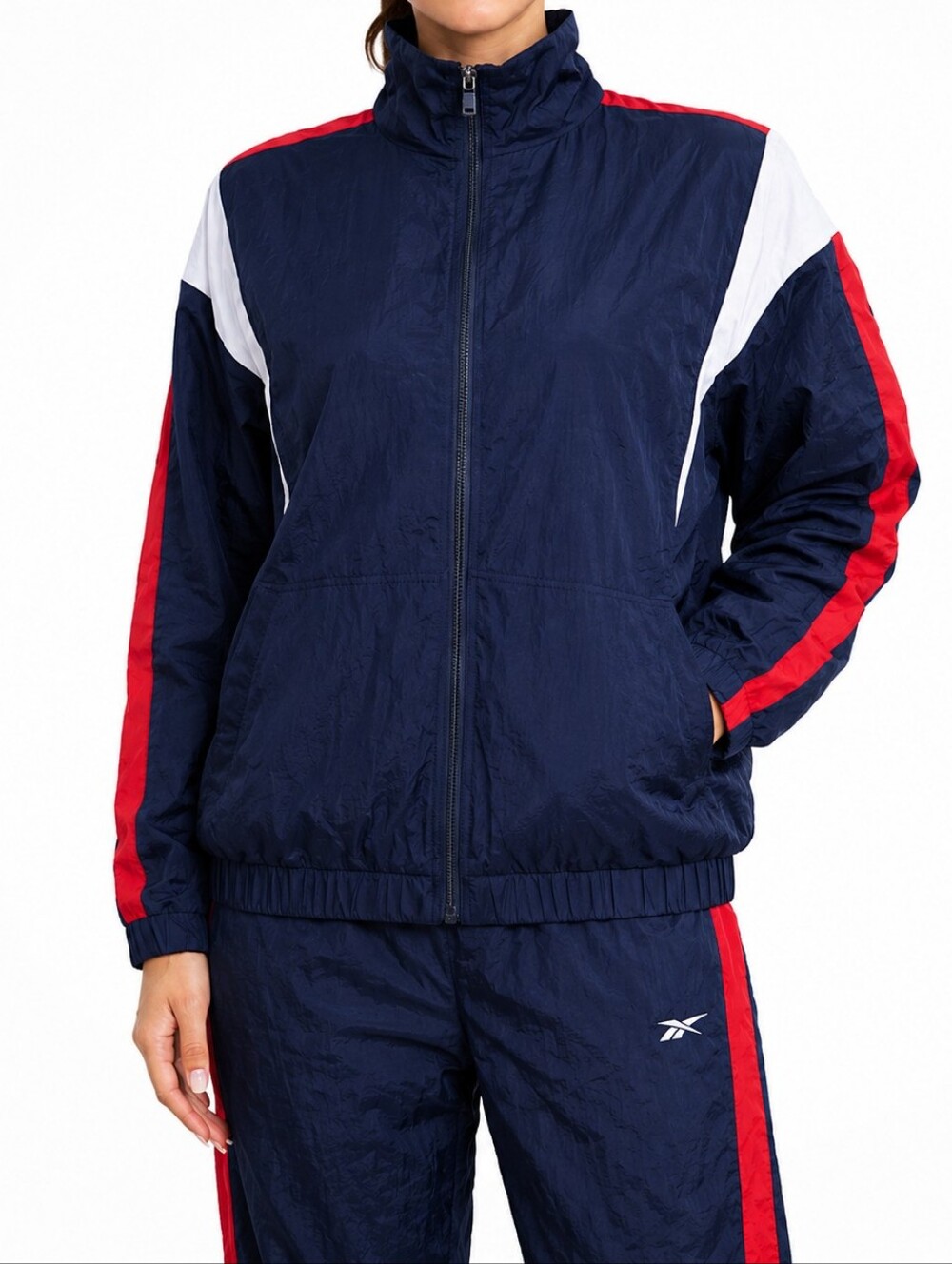Reebok Tracksuit Set XL Navy Red Windbreaker Jogger Pants Y2K 2 Piece NWT